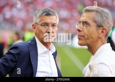 Munich, Deutschland. 01 Sep, 2024. firo : 01.09.2024, football, football, 1. Ligue, 1. Bundesliga, saison 2024/2025, 2. Match, FC Bayern Munich - SC Freiburg 2:0, Président Herbert Hainer, FC Bayern Munich, FCB, Bayern, Munich, demi-chiffre, crédit : dpa/Alamy Live News Banque D'Images