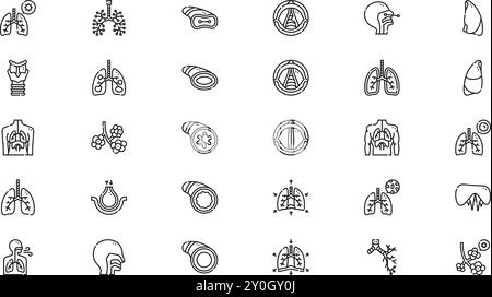 Icônes du système respiratoire Collection d'icônes vectorielles de haute qualité avec contour modifiable. Idéal pour les projets professionnels et créatifs. Illustration de Vecteur