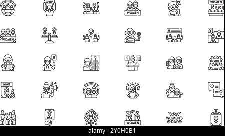 Icônes de démonstration de jour pour femme Collection d'icônes vectorielles de haute qualité avec contour modifiable. Idéal pour les projets professionnels et créatifs. Illustration de Vecteur