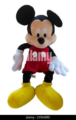 Grand jouet doux Mickey Mouse isolé sur fond blanc - Disney Parks authentique original Banque D'Images