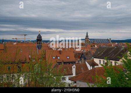 Vue panoramique sur la vieille ville de Bamberg en Bavière, Allemagne. Banque D'Images