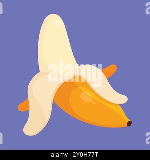 Icône de vecteur de fruits de banane frais. icône de banane mi-pelée d'été. vecteur de fruits de banane Illustration de Vecteur