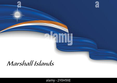 Agitant le ruban avec le drapeau des Îles Marshall. Modèle pour la conception d'affiche de jour de l'indépendance Illustration de Vecteur