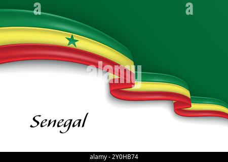 Ruban ondulant avec drapeau du Sénégal. Modèle pour la conception d'affiche de jour de l'indépendance Illustration de Vecteur