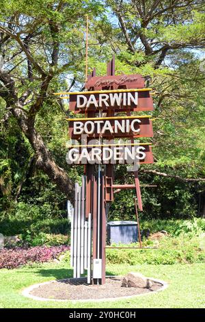 Panneau d'entrée, George Brown Darwin Botanic Gardens, The Gardens, ville de Darwin, territoire du Nord, Australie Banque D'Images