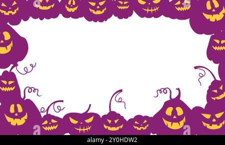 Cadre de lanternes de citrouilles. Halloweens fioet personnages. Illustration vectorielle de style plat. Bordure d'automne sur un fond blanc. Modèle pour votre Illustration de Vecteur