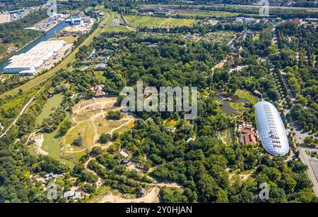 Luftbild, ZOOM Erlebniswelt Zoo, Silberne Eventhalle Ryokan, Bismarck, Gelsenkirchen, Ruhrgebiet, Nordrhein-Westfalen, Deutschland ACHTUNGxMINDESTHONORARx60xEURO *** vue aérienne, ZOOM Erlebniswelt Zoo, Silver Event Hall Ryokan, Bismarck, Gelsenkirchen, Ruhr area, Rhénanie du Nord-Westphalie, Allemagne ATTENTIONxMINDESTHONORARx60xEURO Banque D'Images