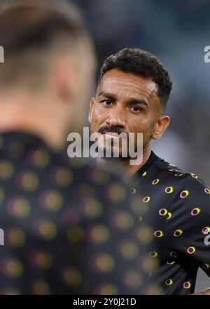 Danilo Juventus FC pendant le match de Serie A 2024/25 entre la Juventus FC et L'AS Roma au stade Allianz le 01 septembre 2024 à Turin, Italie - ph Giuliano Marchisciano pendant le match de Juventus FC vs AS Roma, match de football italien Serie A à Turin, Italie, le 01 septembre 2024 Banque D'Images