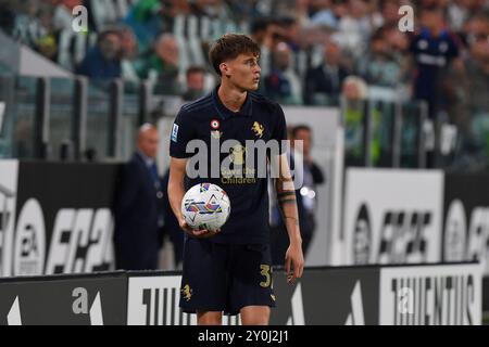 Nicolo Savona Juventus FC pendant le match de Serie A 2024/25 entre la Juventus FC et L'AS Roma au stade Allianz le 01 septembre 2024 à Turin, Italie - ph Giuliano Marchisciano pendant le match de Juventus FC vs AS Roma, match de football italien Serie A à Turin, Italie, le 01 septembre 2024 Banque D'Images