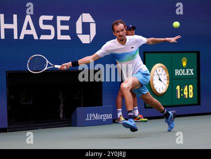 Flushing Meadows, États-Unis. 02 septembre 2024. 02 septembre 2024, Flushing Meadows, US Open : Daniil Medvedev lors de sa quatrième victoire contre Nuno Borges à l'US Open aujourd'hui. Crédit : Adam Stoltman/Alamy Live News Banque D'Images
