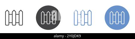 Icône de clôture Flat Set dans la marque vectorielle de contour de couleur noir et blanc Illustration de Vecteur