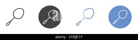 Cuillère icône Flat Set dans la marque vectorielle de contour de couleur noir et blanc Illustration de Vecteur