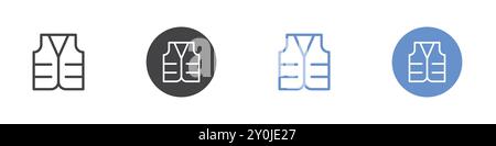 Safety West Icon Flat Set dans la marque vectorielle de contour de couleur noire et blanche Illustration de Vecteur