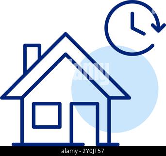 Maison et horloge. Gestion du temps de propriété et calendriers de paiement hypothécaire. Icône de contour pixel Perfect, modifiable Illustration de Vecteur