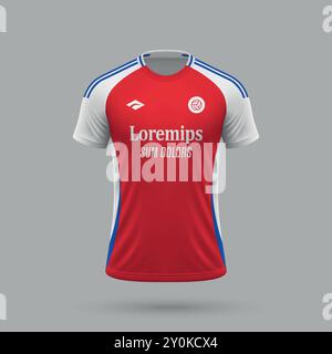 Maillot de football 3d réaliste dans le style Arsenal, modèle de maillot de football Illustration de Vecteur