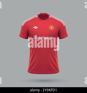Maillot de football 3d réaliste dans le style Manchester United, modèle de maillot de football Illustration de Vecteur