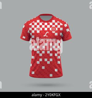 Maillot de football 3d réaliste dans le style Mainz, modèle de maillot de football Illustration de Vecteur