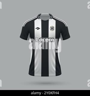 Maillot de football 3d réaliste dans le style Newcastle, modèle de maillot de football Illustration de Vecteur