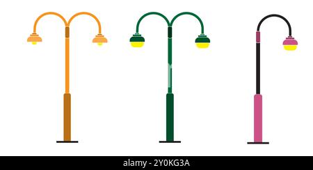 Icône de ligne de réverbère. Ville et rue, lampadaire. Illustration de Vecteur