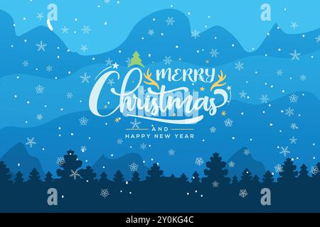 carte de voeux joyeux noël avec arbre de noël, carte de voeux noël avec noël, carte de joyeux noël, bannière joyeux noël, thème d'hiver Illustration de Vecteur