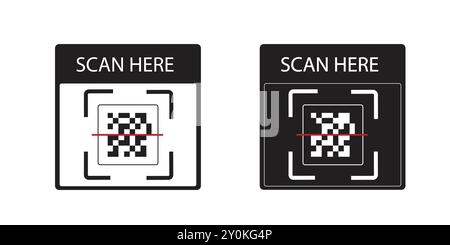 Étiquette de lecture de code QR. Icône scanner le code QR. Numérisez-moi texte. Illustration vectorielle. Illustration de Vecteur