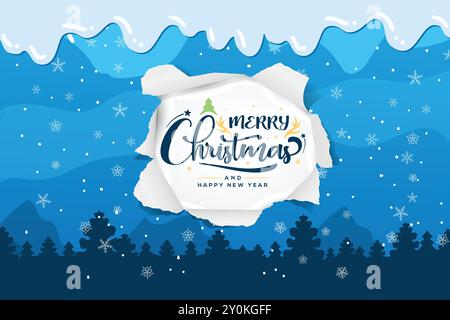 carte de voeux joyeux noël avec arbre de noël, carte de voeux noël avec noël, carte de joyeux noël, bannière joyeux noël, thème d'hiver Illustration de Vecteur