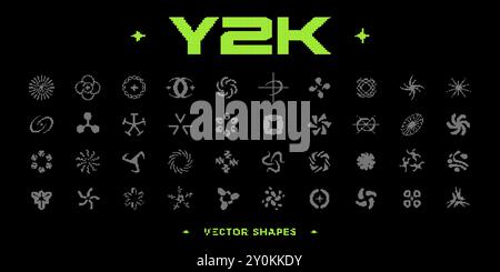 Actif de style de pixel Y2K. formes abstraites vectorielles 8 bits Illustration de Vecteur