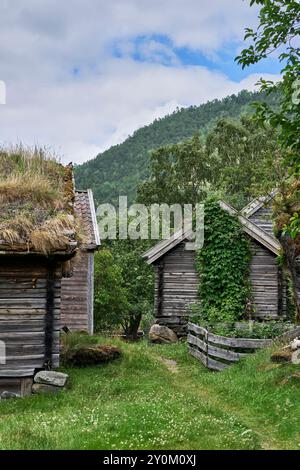 Images de Otternes 'klyngetun' du fjord de Sognefjorden, Norvège occidentale, le village norvégien traditionnel, de juin 2024. Banque D'Images