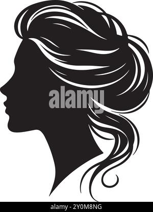 les femmes affrontent des silhouettes. Illustration vectorielle de la vue latérale de la silhouette de visage de femme. vue latérale de la silhouette de femme. avatar femme. icône ou symbole. Illustration de Vecteur