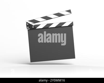 Clapperboard isolé sur fond blanc. Vide. Vide. Maquette. illustration 3d. Banque D'Images