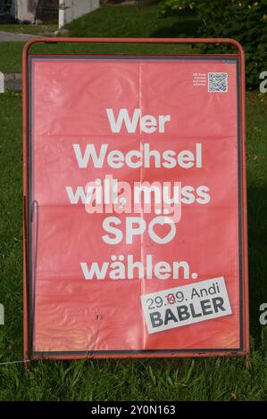 Wahlplakat zur Nationalratswahl, AM 29. Septembre 2024 à Österreich. DAS Bild zeigt ein Plakat der Sozialistischen parte Österreichs SPÖ. DAS Bild wurde am am 02.09.2024 im Raum Gmunden, Oberösterreich fotografiert 2024 - Wahlplakat zur Nationalratswahl, am 29. Septembre 2024 à Österreich. DAS Bild zeigt ein Plakat der, AM 02.09.2024. *** Affiche électorale pour l'élection du Conseil national, le 29 septembre 2024 en Autriche la photo montre une affiche du Parti socialiste d'Autriche SPÖ la photo a été prise le 02 09 2024 dans la région de Gmunden, haute-Autriche affiche électorale 2024 pour le Natio Banque D'Images