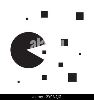 Icône de jeu Pacman. Symboles de jeu rétro. Design minimaliste noir et blanc. Graphique vectoriel. Illustration de Vecteur