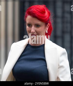 Downing Street, Londres, Royaume-Uni. 3 septembre 2024. Les ministres du gouvernement assistent à la première réunion du Cabinet depuis la fin de la pause estivale. Louise Haigh députée, secrétaire d'État aux Transports quitte la réunion. Crédit : Malcolm Park/Alamy Live News Banque D'Images