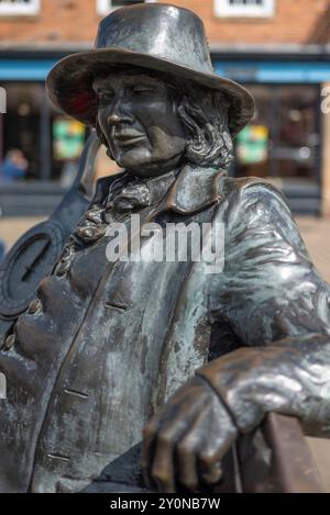 Sculpture en bronze de Blind Jack sur un banc à Knaresborough, North Yorkshire Banque D'Images