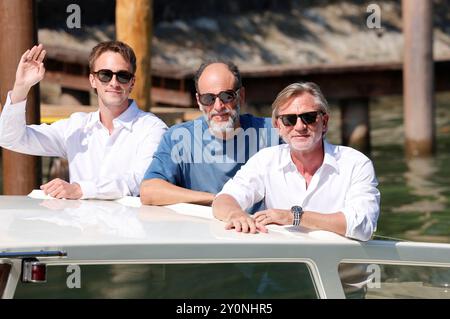 Drew Starkey, Luca Guadagnino und Daniel Craig BEI der Ankunft am Pier des Palazzo del Cinema auf der Biennale di Venezia 2024 / 81. Internationale Filmfestspiele von Venedig. Venedig, Banque D'Images