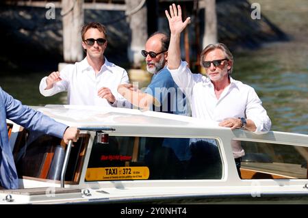 Drew Starkey, Luca Guadagnino und Daniel Craig BEI der Ankunft am Pier des Palazzo del Cinema auf der Biennale di Venezia 2024 / 81. Internationale Filmfestspiele von Venedig. Venedig, Banque D'Images