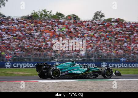 Monza, Italie. 1er septembre 2024. Lance Stroll of Canada au volant de la (18) Aston Martin Aramco Cognizant F1 Team AMR24 Mercedes, lors de la course du GP d'Italie de formule 1 à Monza. Crédit : Alessio Morgese/Alessio Morgese/Emage/Alamy Live news Banque D'Images