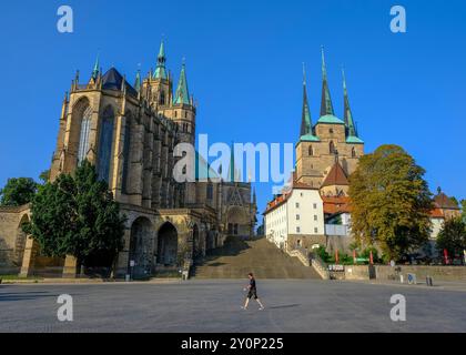 Place de la cathédrale Domplatz, Erfurt, Allemagne Banque D'Images