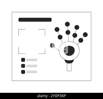 Biométrie Handprint objet ligne 2D noir et blanc Illustration de Vecteur