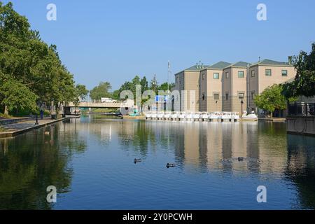 Port de plaisance sur canal à Indianapolis, Indiana, États-Unis Banque D'Images