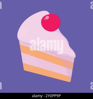 Icône vectorielle de pâte à la fraise. Vecteur de gâteau à pâtisserie à la fraise. gâteau d'anniversaire pâtisserie Illustration de Vecteur
