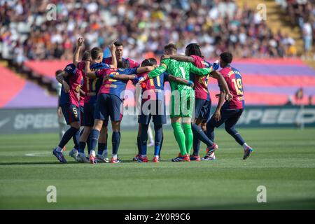 FC BARCELONE vs REAL VALLADOLID août 31,2024 équipe du FC Barcelone avant le match entre le FC Barcelone et le Real Valladolid correspondant à la quatrième journée de la Liga EA Sports au stade Olimpic Lluis Companys de Montjuïc à Barcelone, Espagne. Banque D'Images