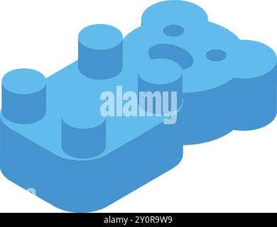 Bloc de jouet bleu en forme d'ours, parfait pour éveiller l'imagination et encourager le jeu de construction Illustration de Vecteur