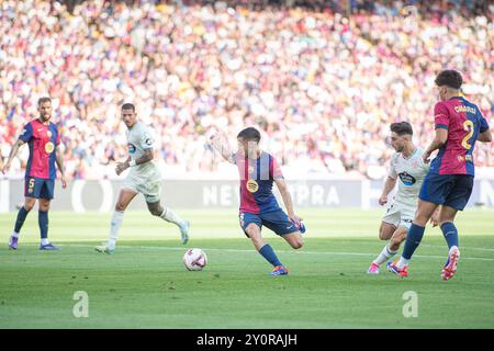 FC BARCELONE vs REAL VALLADOLID août 31,2024 Pedri (8) du FC Barcelone lors du match entre le FC Barcelone et le Real Valladolid correspondant à la quatrième journée de la Liga EA Sports au stade Olimpic Lluis Companys de Montjuïc à Barcelone, Espagne. Banque D'Images