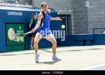 Caroline Wozniacki (DEN) participe au tour 1 de l'US Open Tennis 2024. Banque D'Images