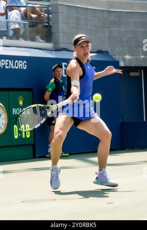 Caroline Wozniacki (DEN) participe au tour 1 de l'US Open Tennis 2024. Banque D'Images