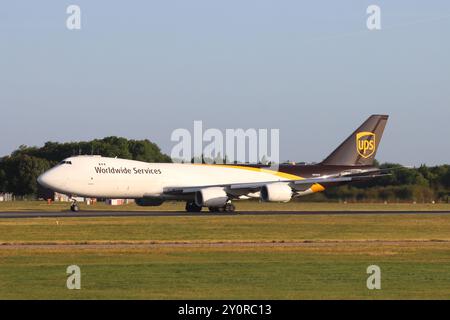 N630UP, United Parcel Service (UPS), Boeing 747-8F, départ de l'aéroport de Londres Stansted, Essex, Royaume-Uni le 21 août 2024 Banque D'Images