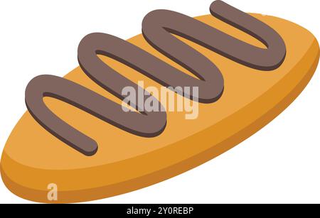 Le gâteau Eclair avec glaçage au chocolat est un dessert appétissant Illustration de Vecteur