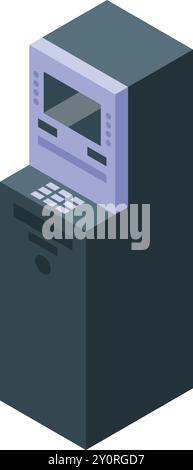 Terminal ATM debout, permettant aux clients d'effectuer des transactions financières sécurisées Illustration de Vecteur