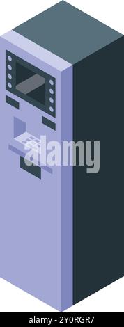 Cette illustration isométrique présente un distributeur automatique de billets, soulignant son rôle dans la fourniture de transactions financières pratiques Illustration de Vecteur